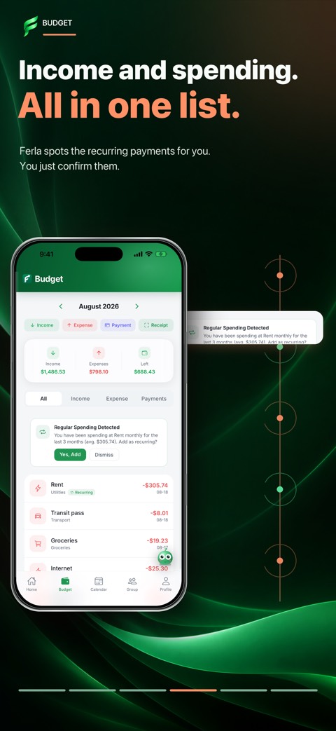 Keep track of shared money together — Ferla